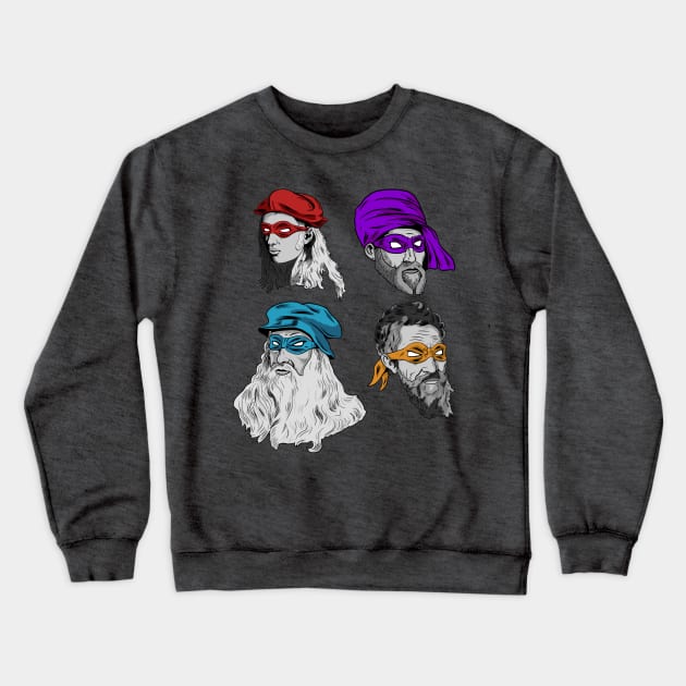 Middle-Aged Renaissance Ninja Artists Crewneck Sweatshirt by Black Snow Comics